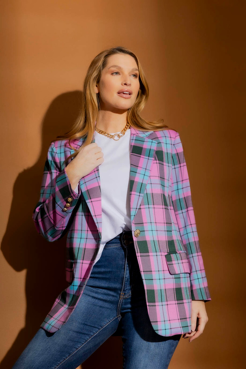 Plaid Blazer Blazer Top Womens Plaid Boyfriend Blazer Women's