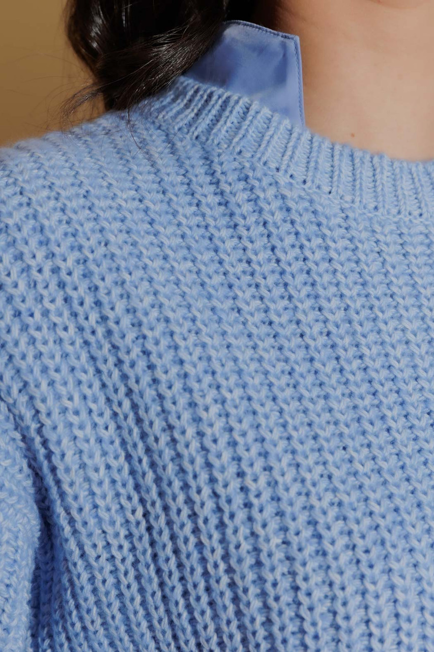 Chunky Wool Knit Jumper - 17 Blue Brown