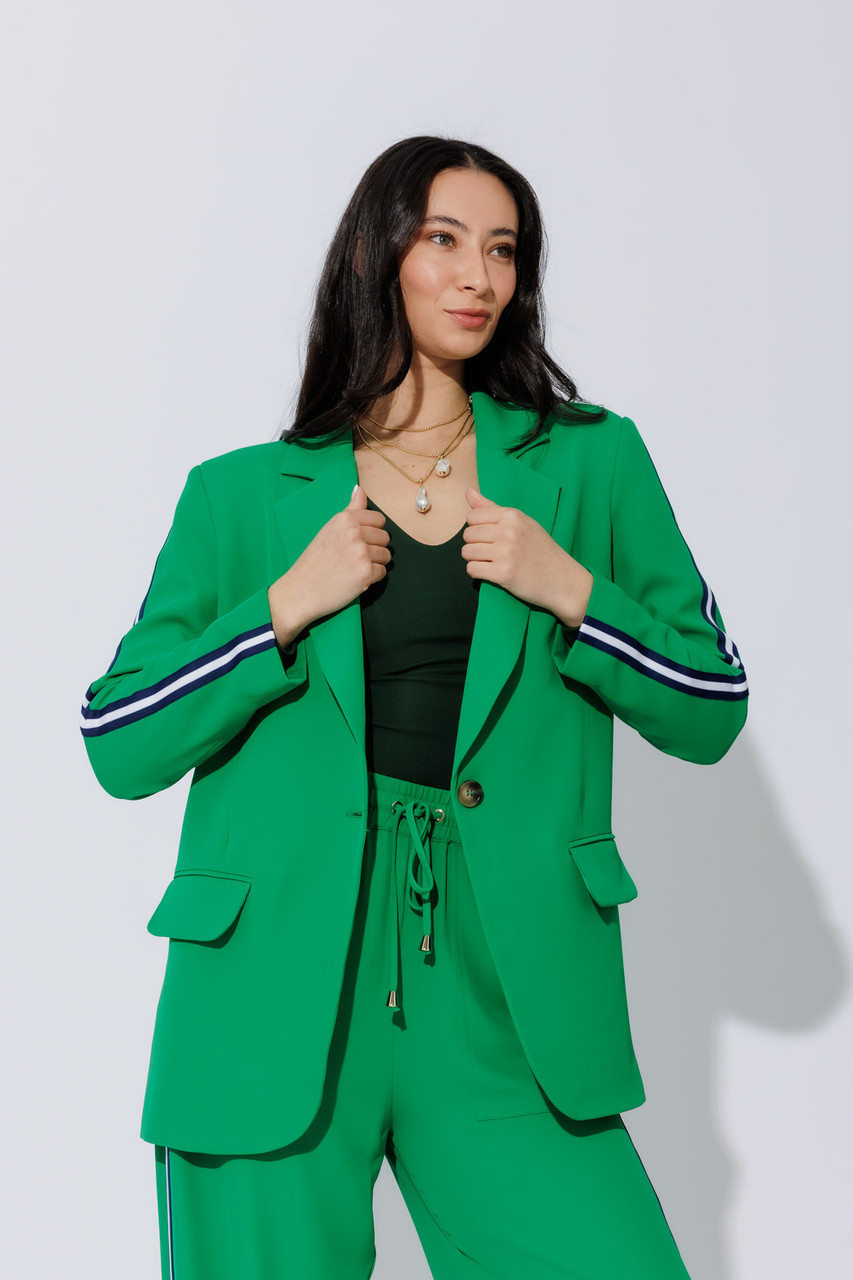 HOT Womens Blazer Green Boyfriend Blazer Green Stripe