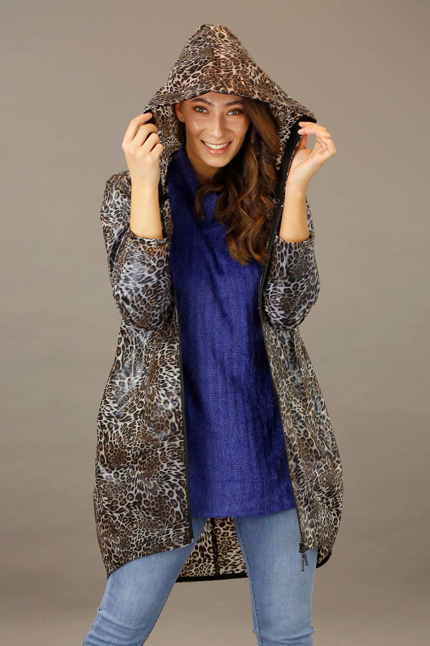 Ganni Leopard Animal Print Rain Coat Waterproof Raincoat Animal