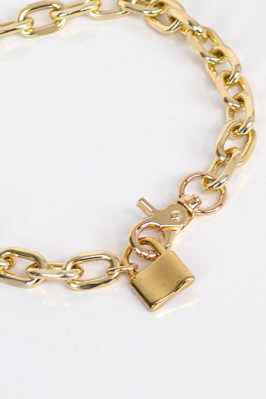 Gold Padlock Necklace Women's Accessories Motto Fashions