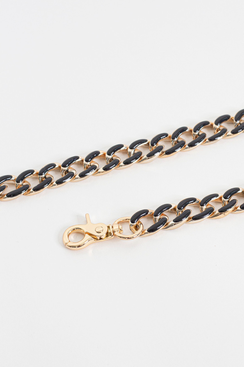 Black and Gold Chain Belt Womens Pants Motto Fashions