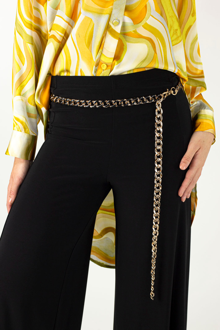 Black and Gold Chain Belt Womens Pants Motto Fashions