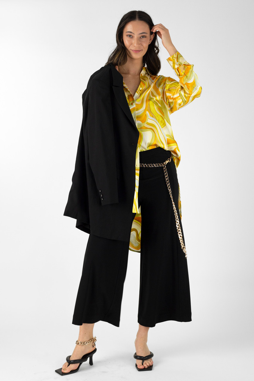 Black and Gold Chain Belt Womens Pants Motto Fashions