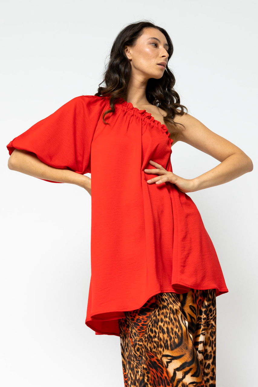 Red Haute - One Shoulder Top Ivory main image 0