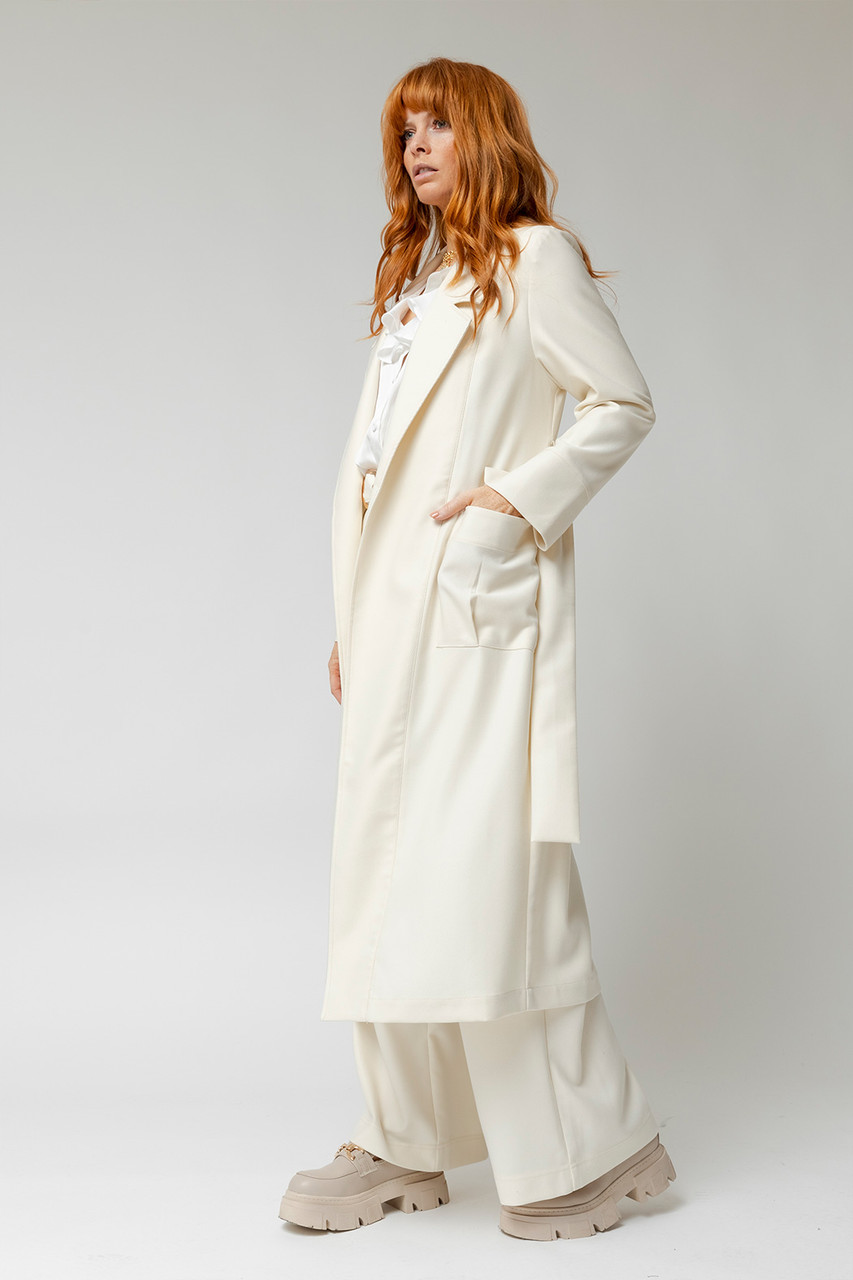 Ivory Twill Trench Coat Motto