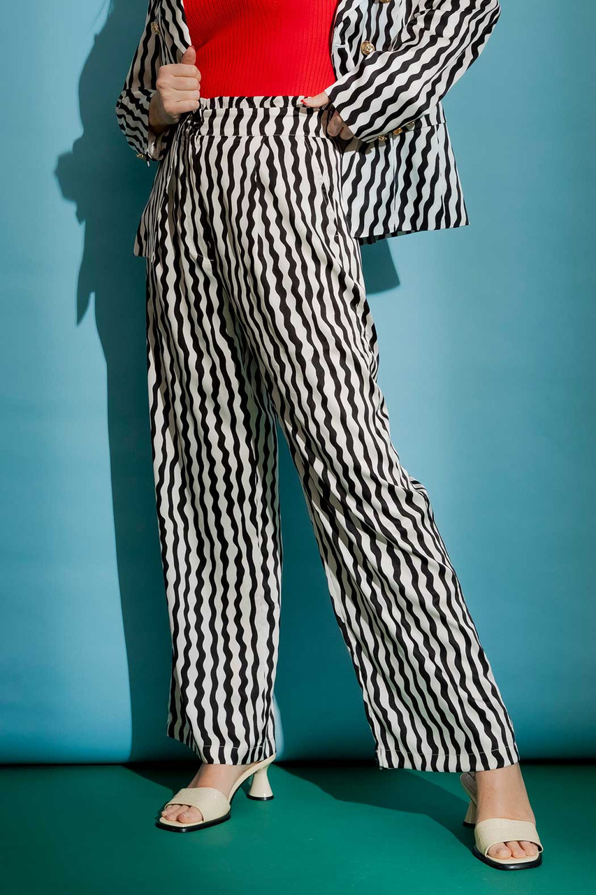 Black White Stripe Vogue Pant Motto - Main Image