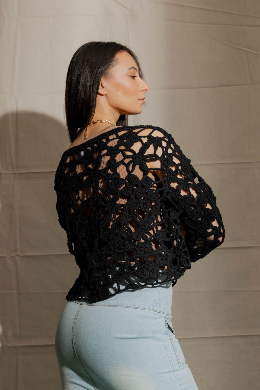 Black Chunky Crochet Knit - Women's Tops | Motto Fashions