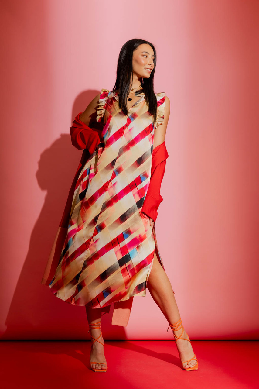 Red Check Ruffle Maxi Dress - Buy Women's Dresses Online