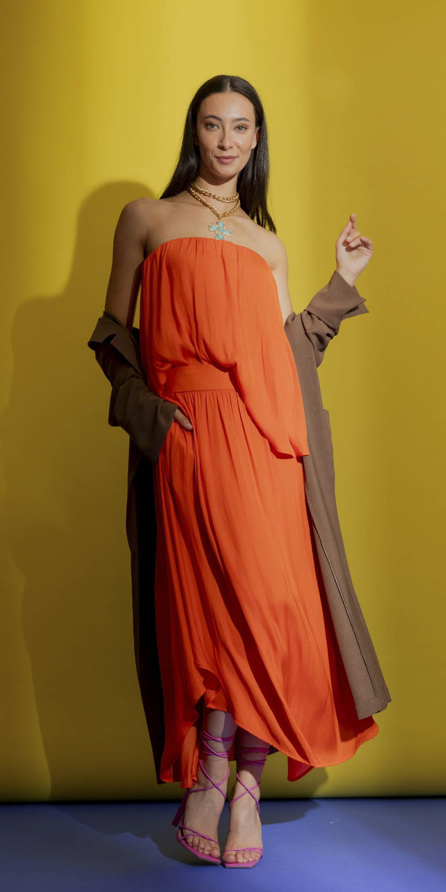 OI - DEC - Orange Slip Skirt and Strapless Top