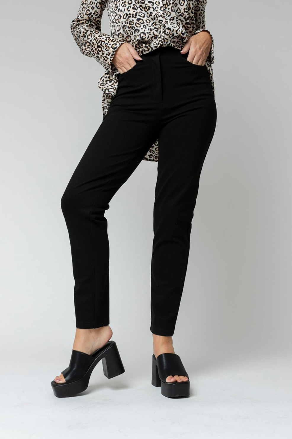 Black Ponte Easy Fit Pant  Women's Top - Motto Fashions