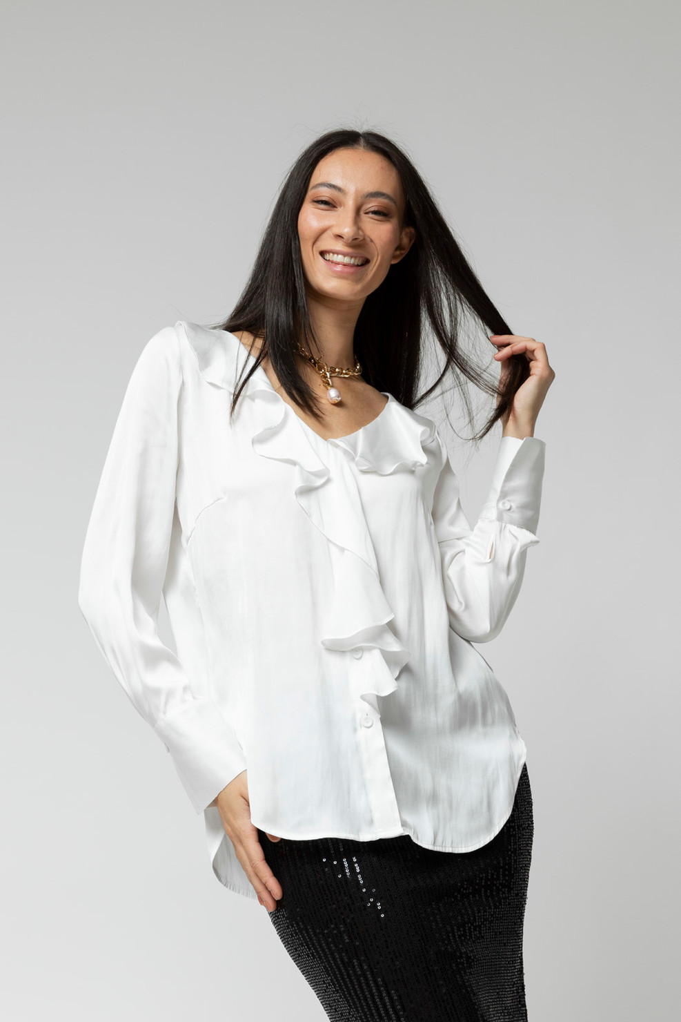 women's silky white blouse