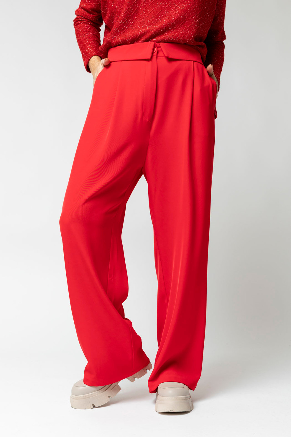 ZAFUL Tie Waist Suspender Wide Leg Paperbag Pants In CHERRY RED | ZAFUL 2024