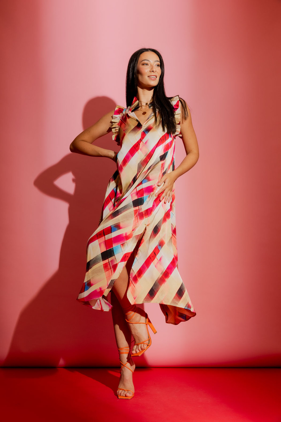 Red Check Ruffle Maxi Dress - Buy Women's Dresses Online