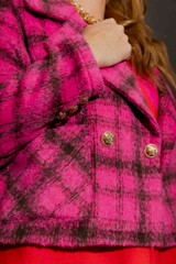 Pink Check Crop Astra Coat