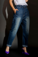 Dark Denim Paperbag Jeans