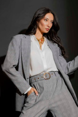 Grey Check Oversized Blazer