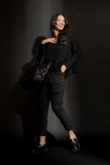 Black Fluffy Crew Neck Jumper