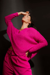 Pink Fluffy Crew Neck Jumper