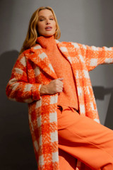 Orange Check Zip Coat