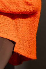 Orange Fluffy V Neck Jumper