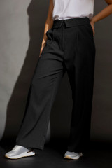 Black Textured Paperbag Pant