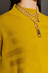 CHARTREUSE MOCK NECK DROP SHOULDER KNIT