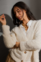 Ivory Fluffy Wonder Cardigan | Motto Fashions