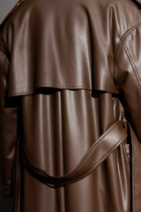 Chocolate Faux Leather Trench Coat