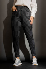 Patchwork High Waist Zip Pant