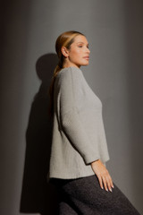 Silver Luxe Rib Crew Jumper