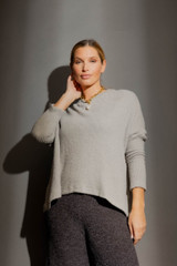 Silver Luxe Rib Crew Jumper