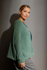 Teal Luxe Cut Out Rib Cardigan