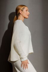 White Luxe Cut Out Rib Cardigan