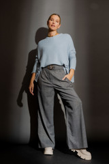 Pale Blue Luxe Rib Crew Jumper