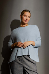 Pale Blue Luxe Rib Crew Jumper