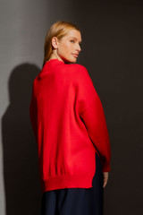 Red Mock Neck Jumper by Motto Fashions