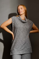 Grey Cosy Cowl Neck Vest | Motto Fashions