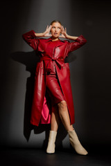 Motto Fashions Red Faux Leather Trench Coat