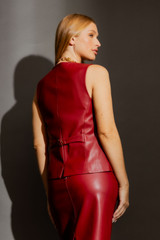 Red Leather Vest by Motto Fashions