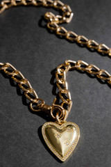 Long Gold Diamante Heart Necklace