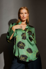 Green/Yellow Silky Blogger Shirt