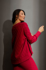 Berry Diamond V-Neck Jumper