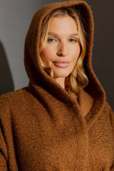 Camel Lurex Hooded Coat