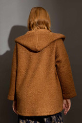 Camel Lurex Hooded Coat