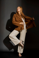Camel Lurex Hooded Coat
