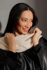 Ivory Fluffy Hoodie Scarf