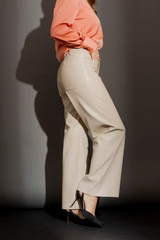 Putty Faux Leather Wide Leg Pant