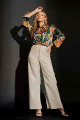 Putty Faux Leather Wide Leg Pant