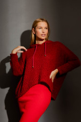 Burgundy Fluffy Hoodie Jumper